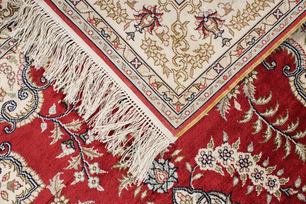 3x5 Red and Ivory Turkish Silk Rug