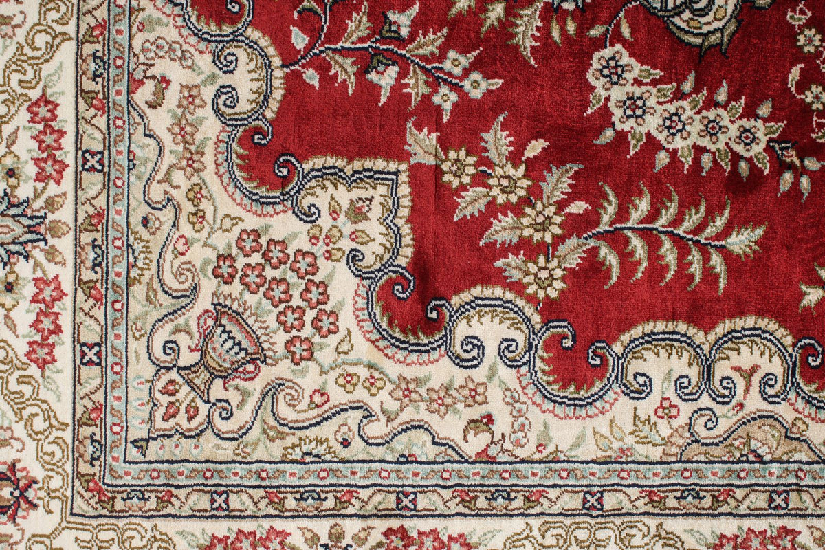3x5 Red and Ivory Turkish Silk Rug