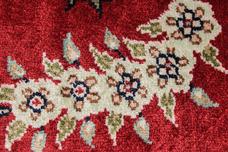 3x5 Red and Ivory Turkish Silk Rug