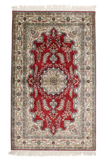 3x5 Red and Ivory Turkish Silk Rug