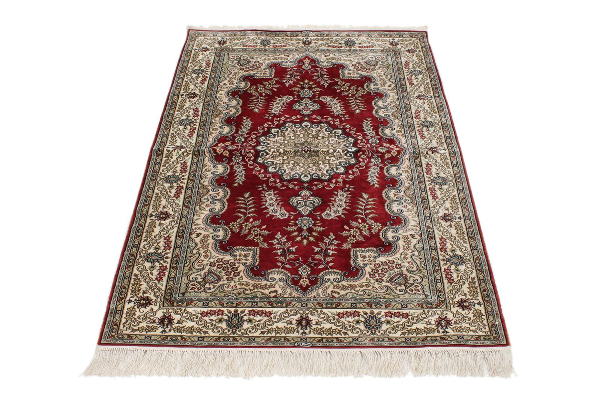 3x5 Red and Ivory Turkish Silk Rug