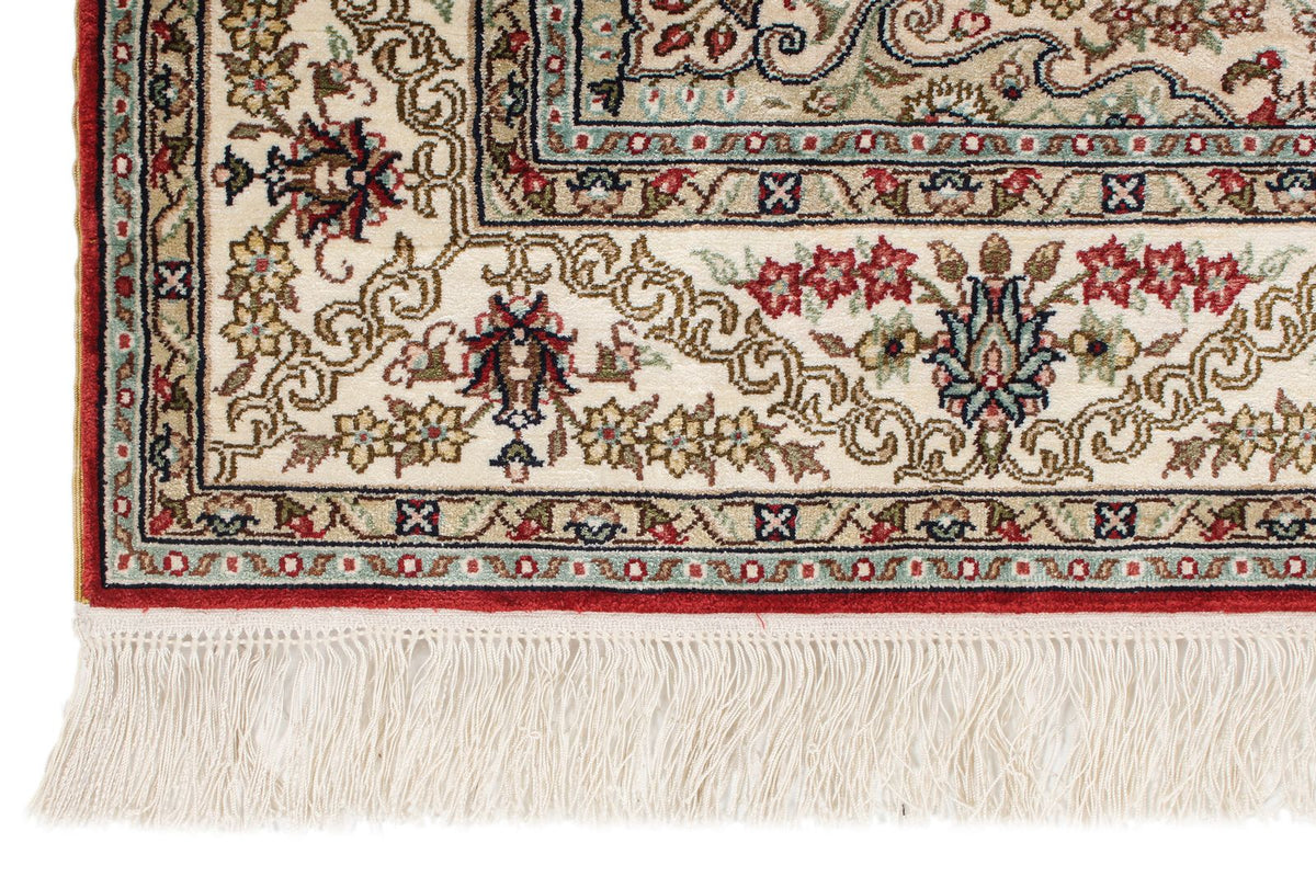 3x5 Red and Ivory Turkish Silk Rug