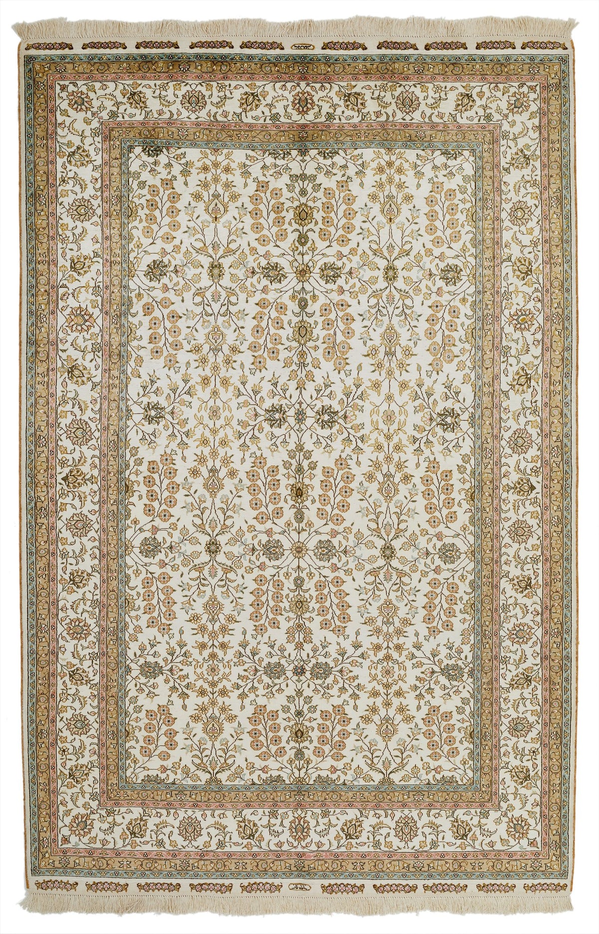 5x8 Ivory Turkish Silk Rug