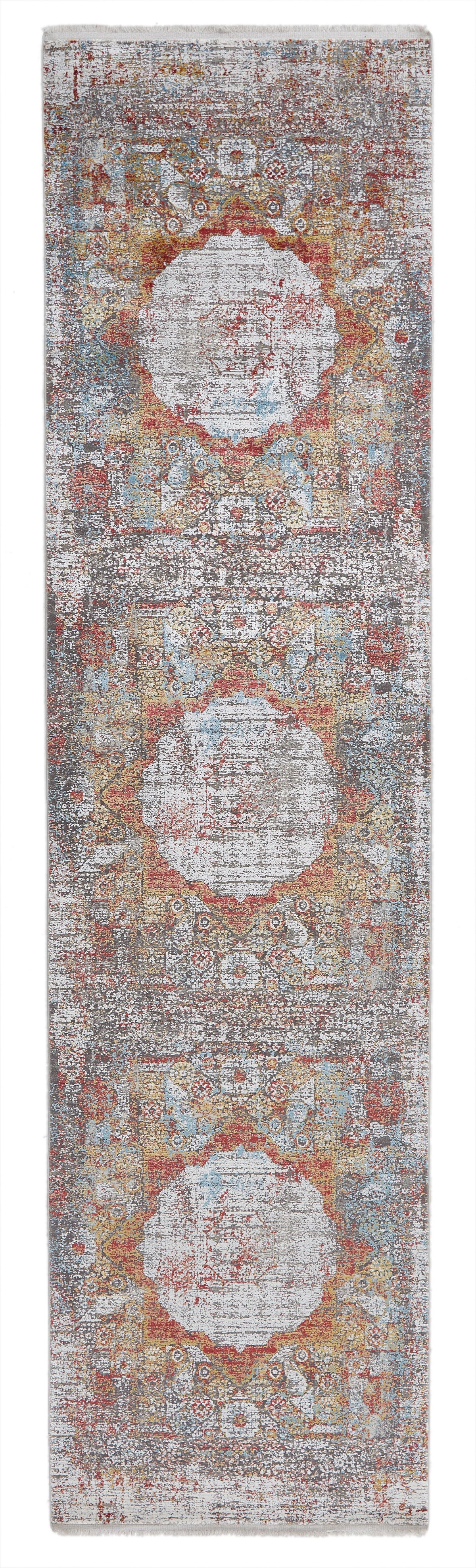 3x10 Gray and Multicolor Turkish Antep Runner