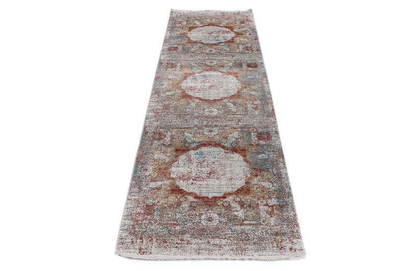 3x10 Gray and Multicolor Turkish Antep Runner