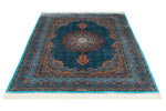 5x7 Navy and Blue Turkish Silk Rug