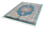 5x7 Navy and Blue Turkish Silk Rug