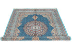 5x7 Navy and Blue Turkish Silk Rug