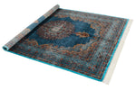 5x7 Navy and Blue Turkish Silk Rug