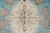 7x10 Turquoise and Pink Turkish Silk Rug