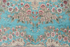 7x10 Turquoise and Pink Turkish Silk Rug