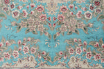 7x10 Turquoise and Pink Turkish Silk Rug