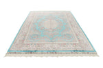 7x10 Turquoise and Pink Turkish Silk Rug