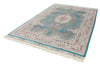 7x10 Turquoise and Pink Turkish Silk Rug