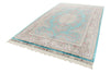 7x10 Turquoise and Pink Turkish Silk Rug