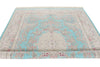 7x10 Turquoise and Pink Turkish Silk Rug