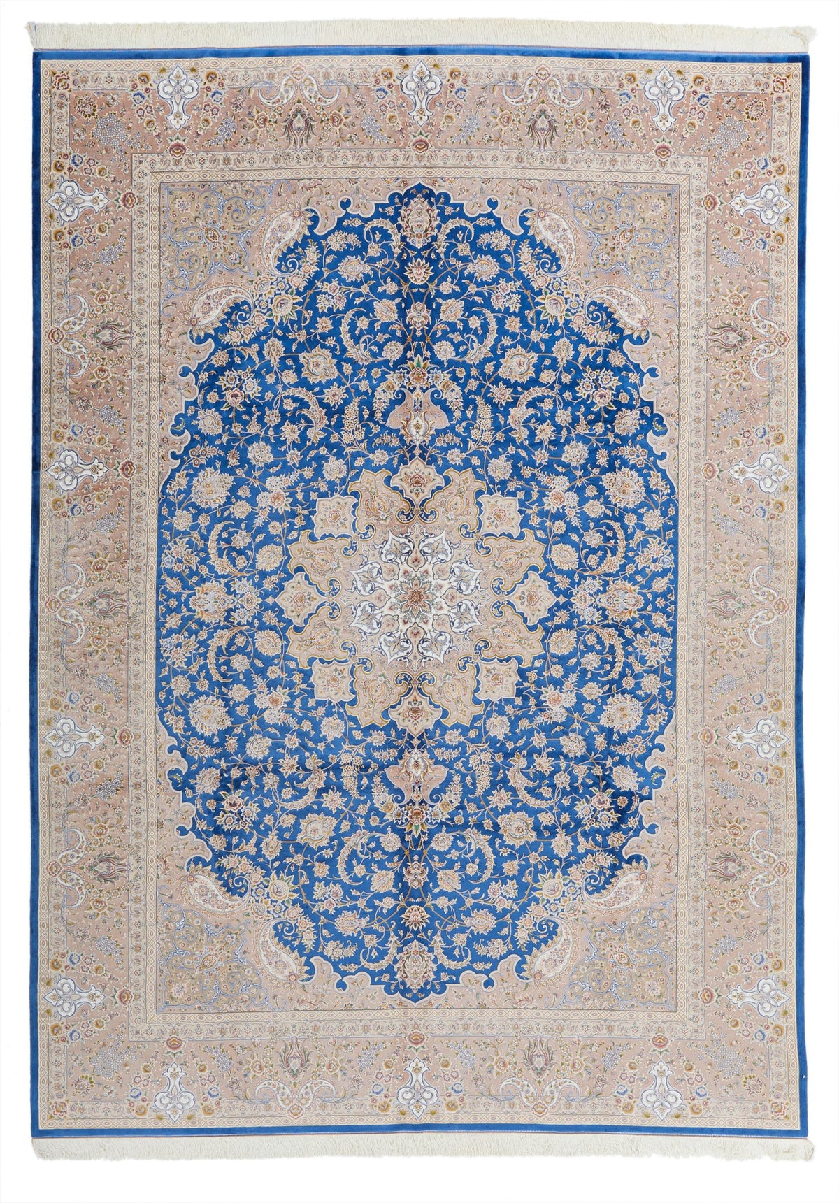8x12 Blue and Brown Turkish Silk Rug
