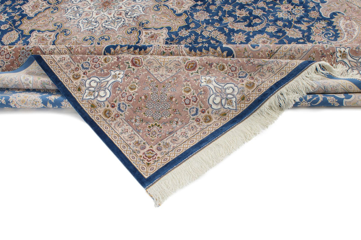 8x12 Blue and Brown Turkish Silk Rug