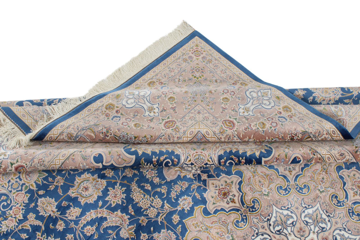 8x12 Blue and Brown Turkish Silk Rug