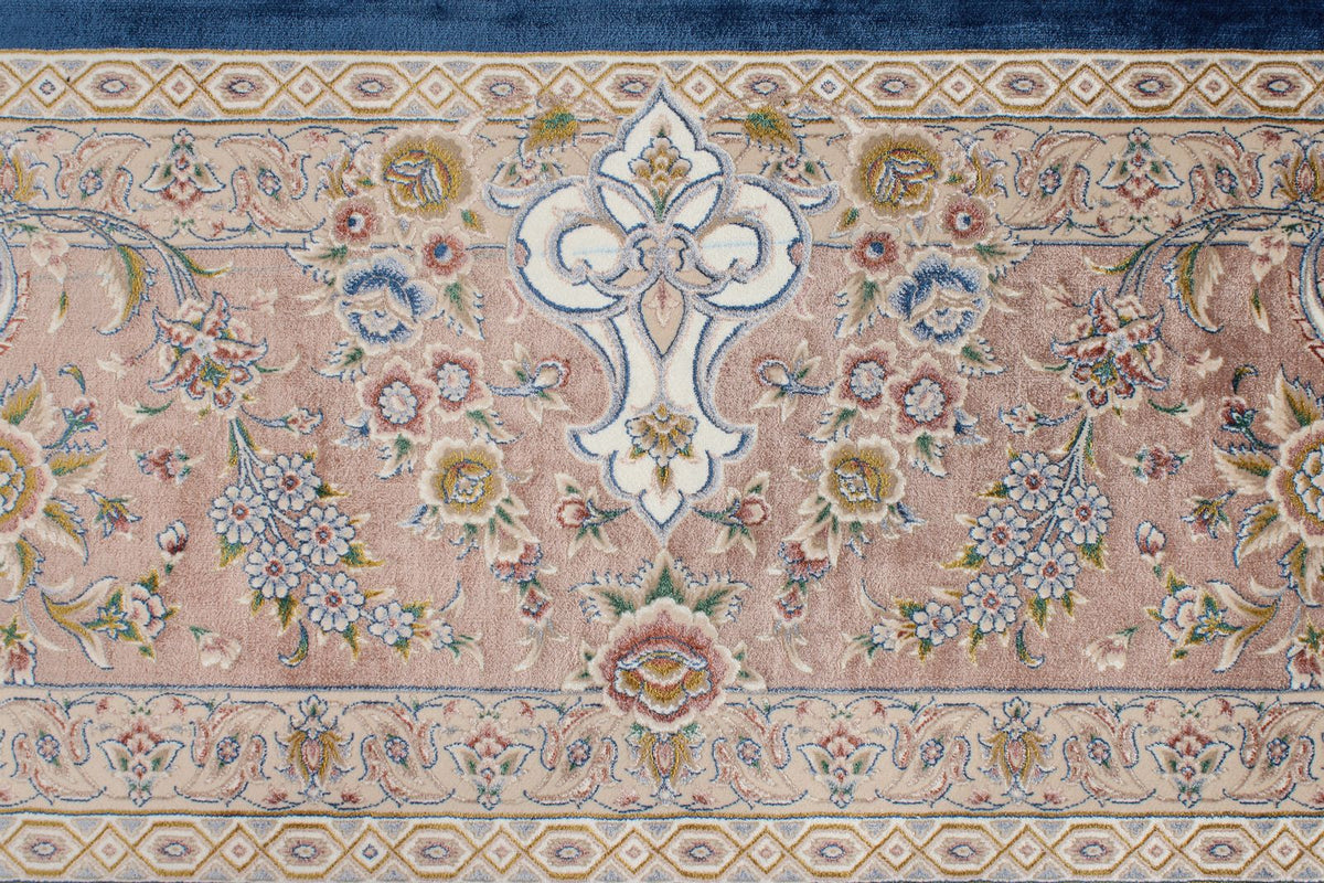 8x12 Blue and Brown Turkish Silk Rug