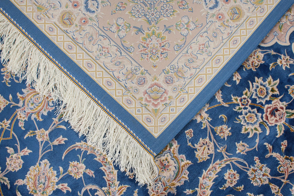 8x12 Blue and Brown Turkish Silk Rug