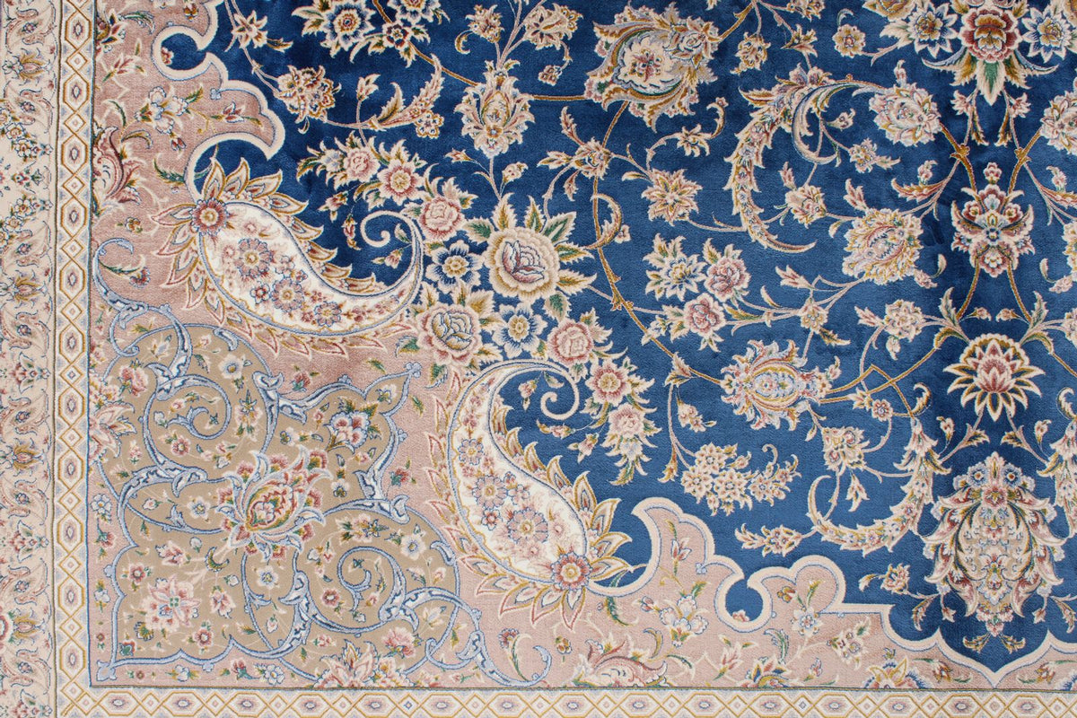 8x12 Blue and Brown Turkish Silk Rug