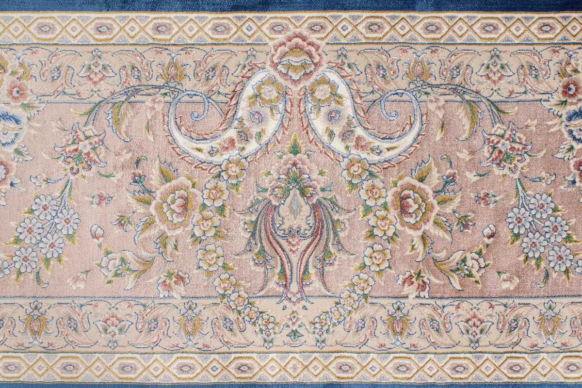 8x12 Blue and Brown Turkish Silk Rug