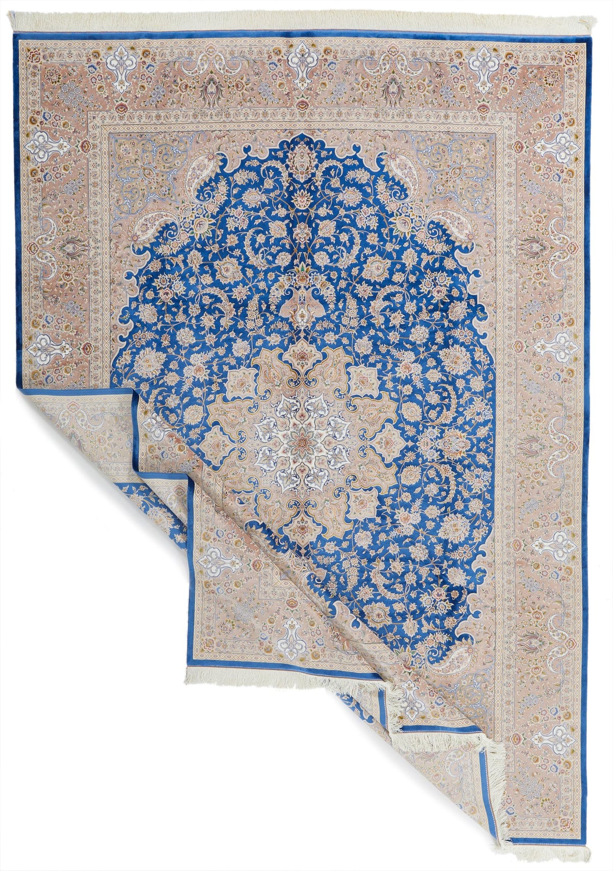 8x12 Blue and Brown Turkish Silk Rug