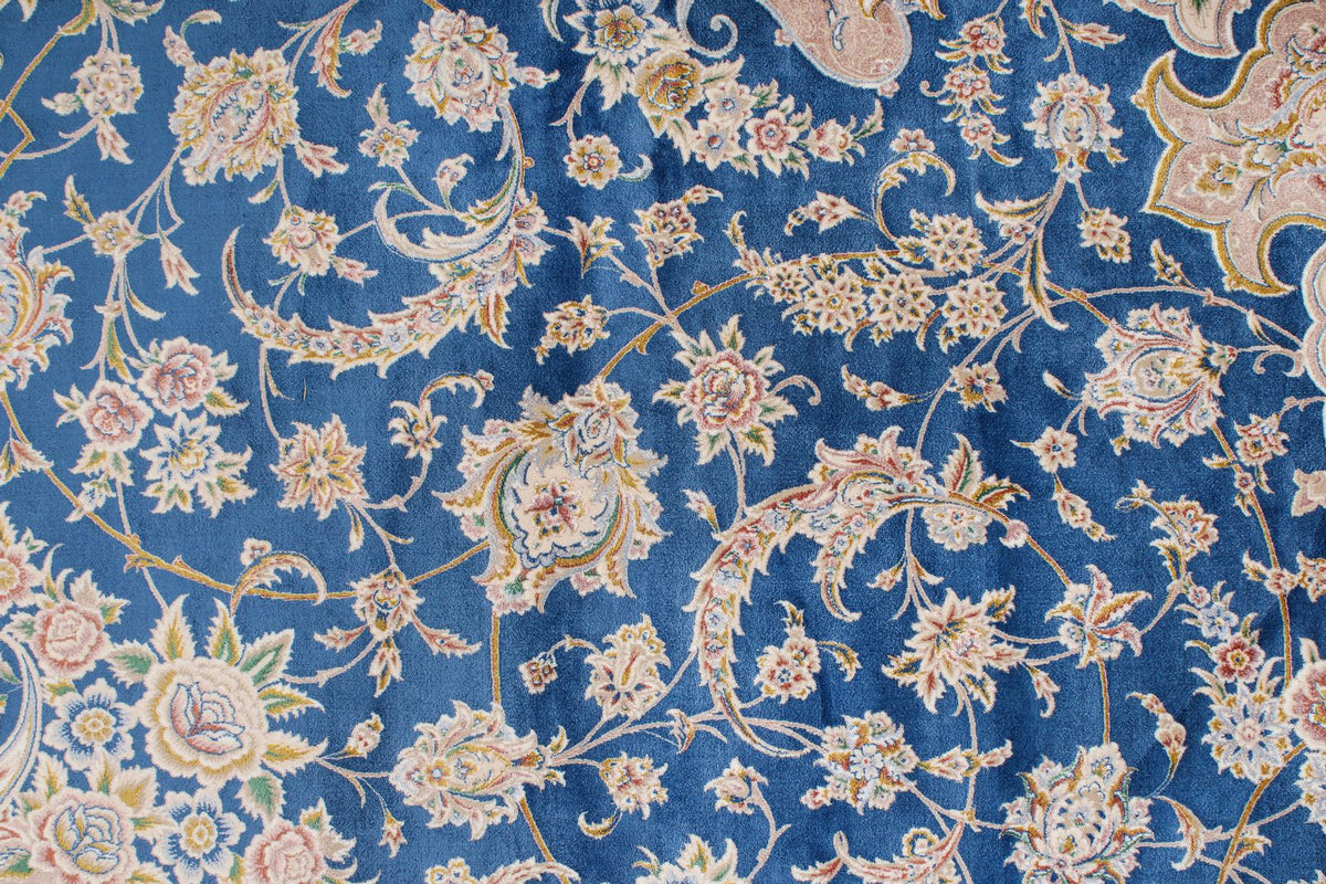 8x12 Blue and Brown Turkish Silk Rug