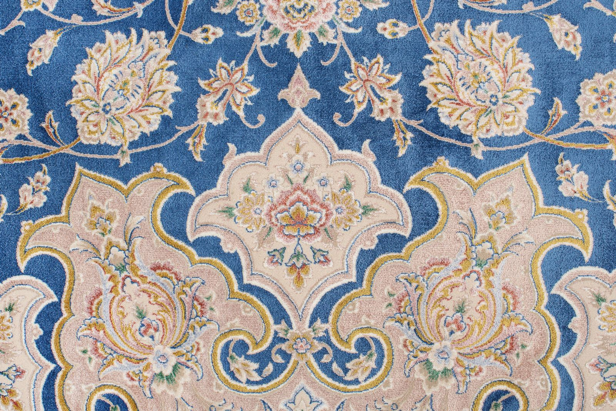 8x12 Blue and Brown Turkish Silk Rug