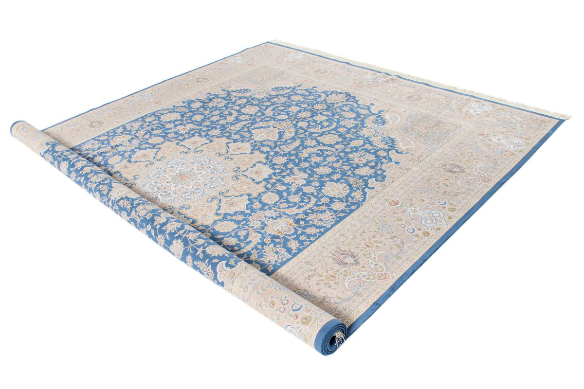 8x12 Blue and Brown Turkish Silk Rug