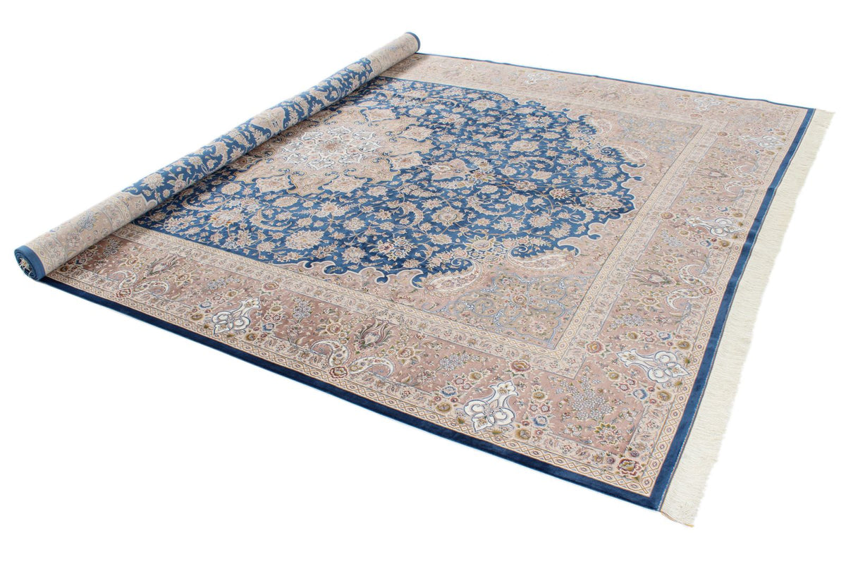 8x12 Blue and Brown Turkish Silk Rug