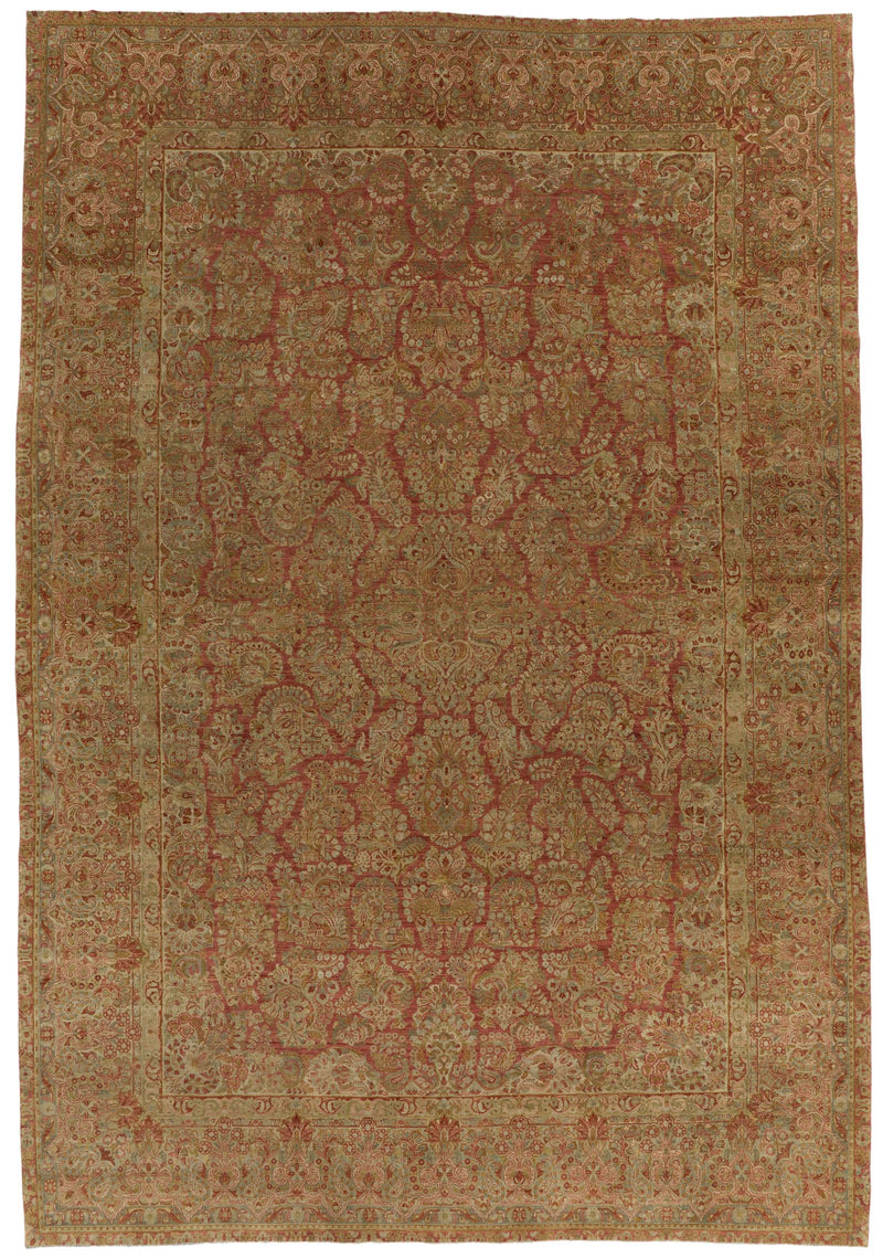 12x17 Rust and Light Blue Persian Rug