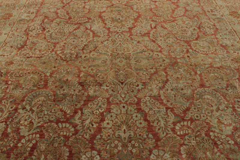 12x17 Rust and Light Blue Persian Rug