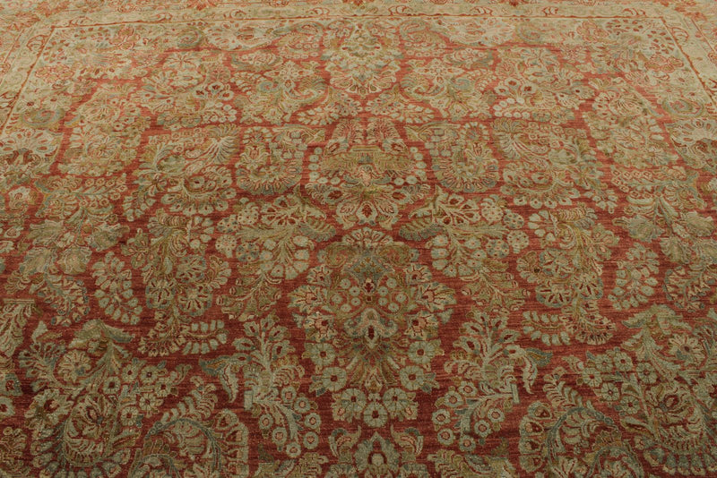 12x17 Rust and Light Blue Persian Rug