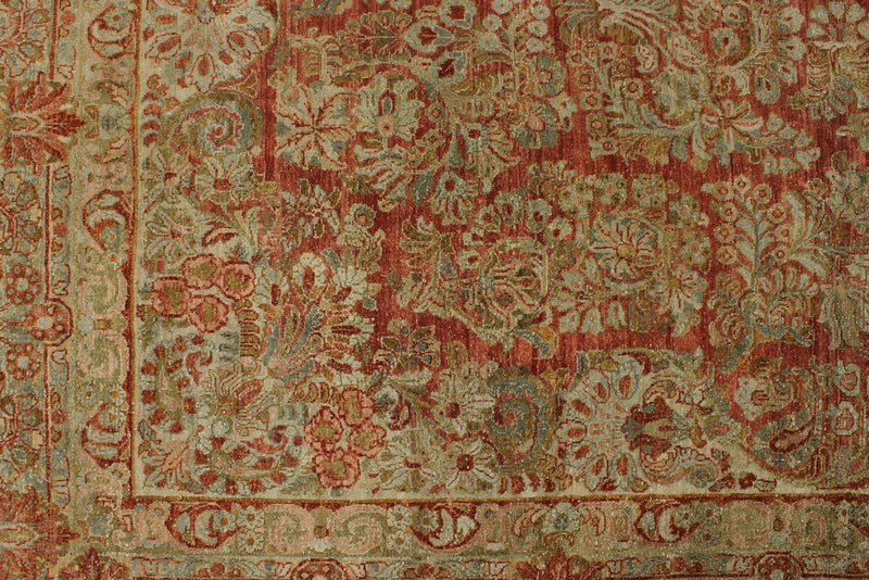 12x17 Rust and Light Blue Persian Rug