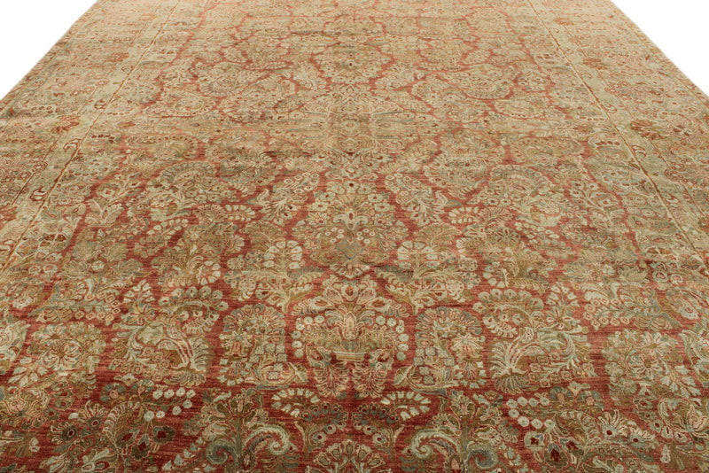 12x17 Rust and Light Blue Persian Rug