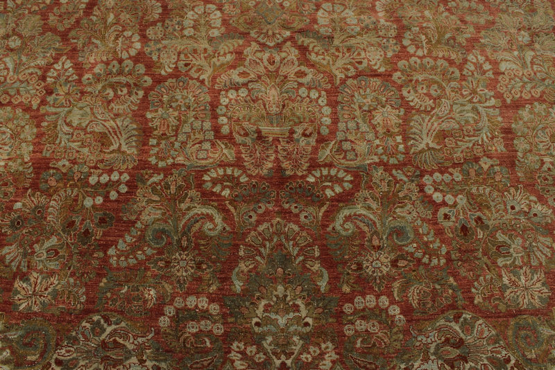 12x17 Rust and Light Blue Persian Rug