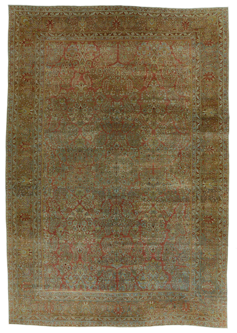 12x17 Rust and Gray Turkish Oushak Rug