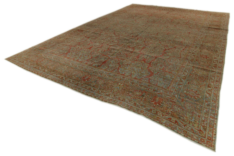 12x17 Rust and Gray Turkish Oushak Rug