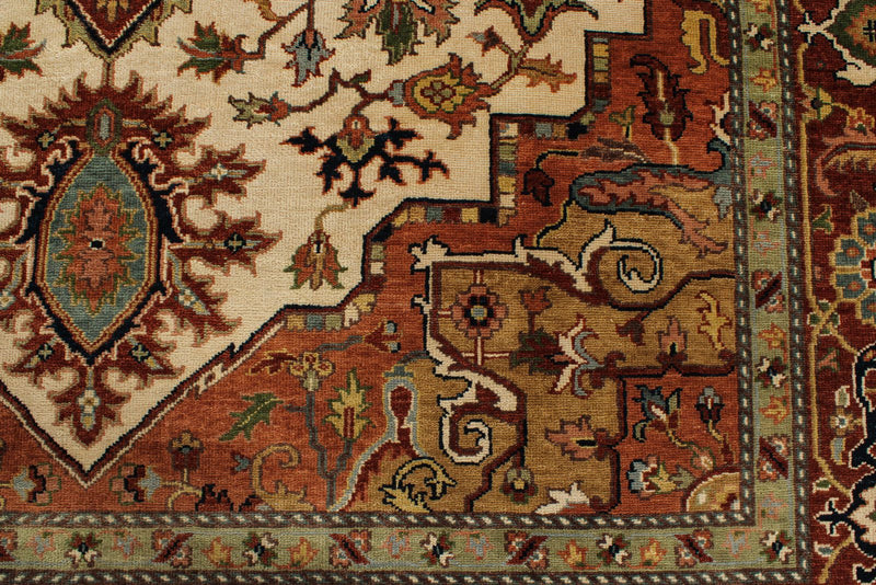 9x12 Ivory and Rust Anatolian Persian Rug