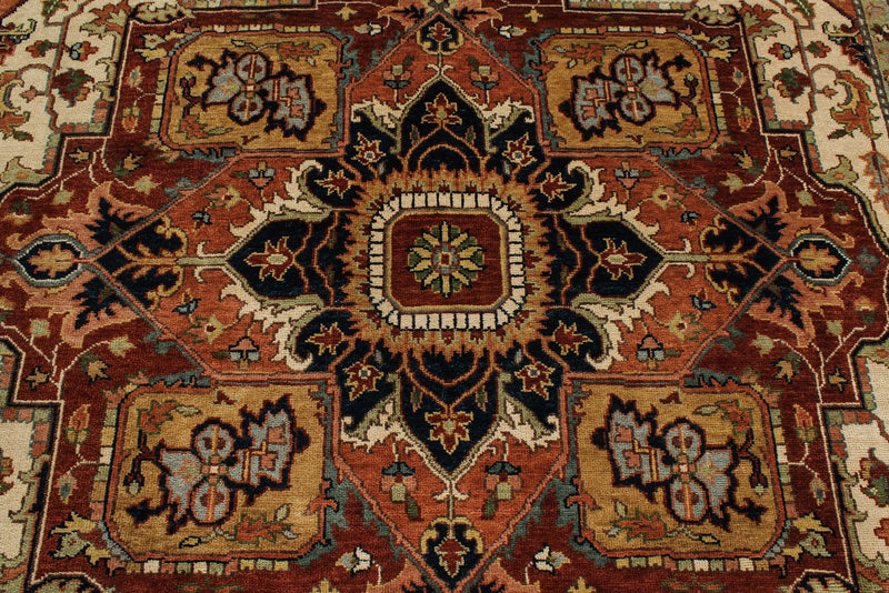 9x12 Ivory and Rust Anatolian Persian Rug