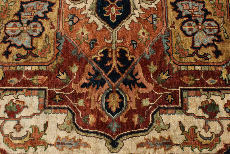 9x12 Ivory and Rust Anatolian Persian Rug