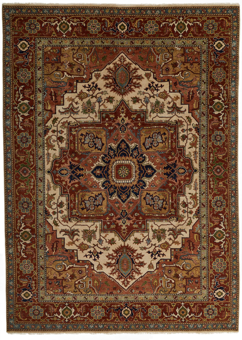 9x12 Ivory and Rust Anatolian Persian Rug