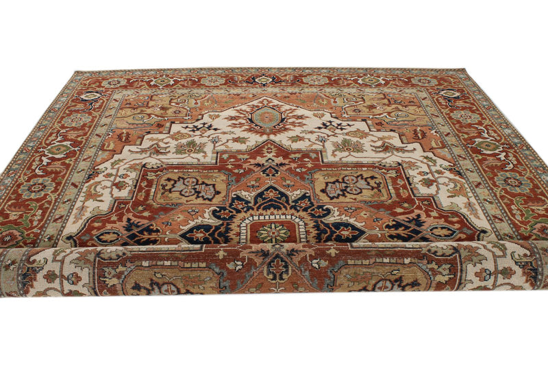 9x12 Ivory and Rust Anatolian Persian Rug