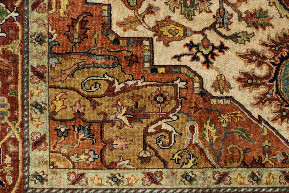 8x10 Ivory and Rust Anatolian Persian Rug