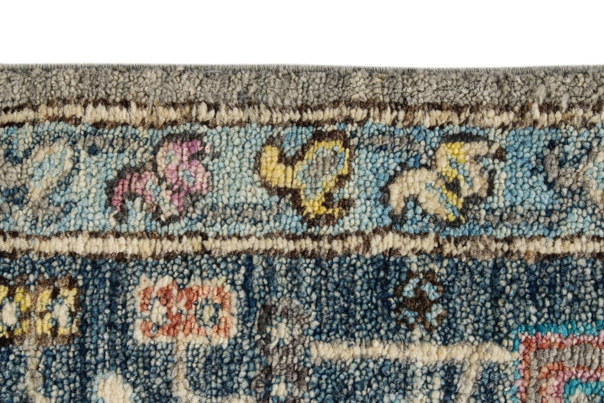 9x12 Gray and Navy Turkish Tribal Rug