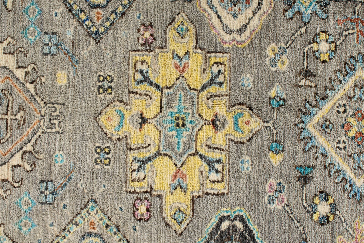9x12 Gray and Navy Turkish Tribal Rug
