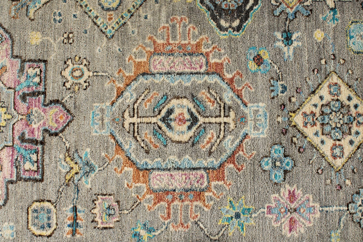 9x12 Gray and Navy Turkish Tribal Rug