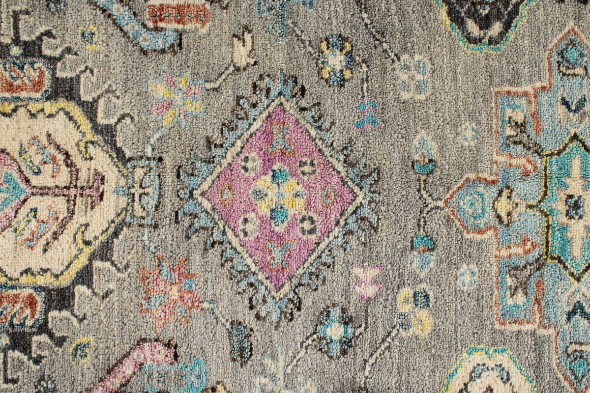 9x12 Gray and Navy Turkish Tribal Rug